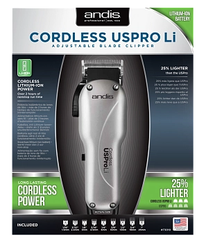 ANDIS Машинка для стрижки волос LCL Cordless US Pro Li, li ion, 0.5 - 2.4 мм, аккумуляторно-сетевая, 9 насадок, фото 4