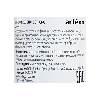ARTEGO Мусс укрепляющий для волос / New! Empowered Shape 250 мл, фото 2