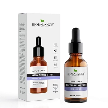 BIOBALANCE Сыворотка для лица для борьбы с темными пятнами и пигментацией / SUPER SERUM DISCOLORATION FREE LUMISKIN 4% 30 мл, фото 2