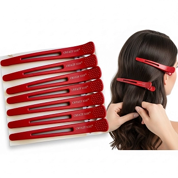 IWOU PROFESSIONAL Зажимы парикмахерские для волос, красные 115мм 6шт/уп, фото 4