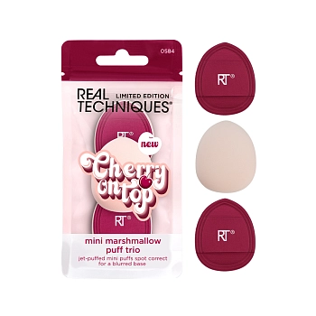 REAL TECHNIQUES Набор мини-пуховок для макияжа / Real Techniques Cherry On Top Mini Marshmallow Puff Trio, фото 2