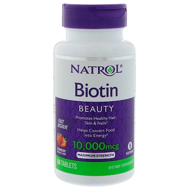 NATROL Добавка биологически активная к пище BIOTIN 10 000 mcg FAST DISSOLVE 60 быстрорастворимых таблеток