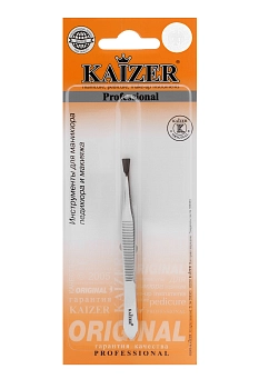 KAIZER Пинцет для бровей, прямой, серебро, фото 2