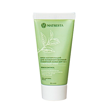MATSESTA Крем матирующий для жирной и комбинированной кожи с зеленым чаем, SPF 15+ / Matsesta 50 мл