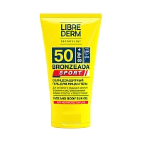 LIBREDERM Гель солнцезащитный для лица и тела SPF 50 / BRONZEADA SPORT 150 мл, фото 1