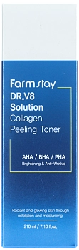 FARMSTAY Тонер обновляющий укрепляющий с коллагеном и AHA/BHA/PHA кислотами / DR.V8 SOLUTION HYALURONIC 210 мл, фото 3
