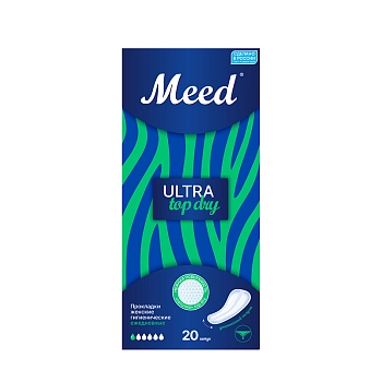 Прокладки женские гигиенические ежедневные ультратонкие усеченные ТОП ДРАЙ / Meed 20 шт