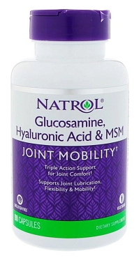 NATROL Добавка биологически активная к пище HYALURONIC ACID MSM &GLUCOSAMINE 90 капсул