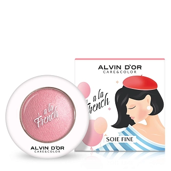 ALVIN D'OR Румяна запечённые для лица, тон 02 / Soie Fine A LA FRENCH сlassic pink 3,2 гр, фото 2