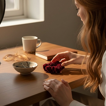 IWOU PROFESSIONAL Резинка для волос Каракуль бордо 1шт, фото 4