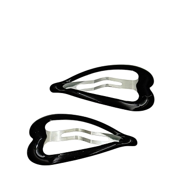 IWOU PROFESSIONAL Заколка клик-клак Сердечки черные 5*3см 2 шт, фото 2