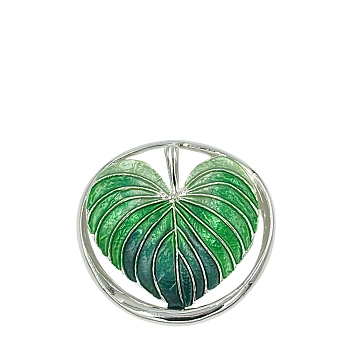 Брошь-магнит Лист-сердце зеленый