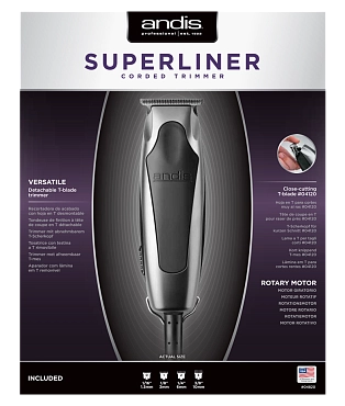 ANDIS Триммер для стрижки волос RT-1 Superliner 0.1 мм, сетевой, ротор, 4 насадки, 12 W