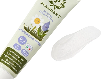 PRESIDENT Паста зубная детская 0-3 Альпийские травы (25 RDA) / President 32 г, фото 2