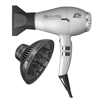 PARLUX Набор фен Parlux Digitalyon Silver, серебристый, 2400 Вт, 2 насадки + диффузор MagicSense, фото 1