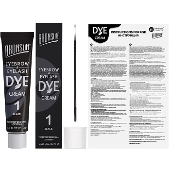 BRONSUN Крем-краска для бровей и ресниц, #1 черная 15 мл, фото 5