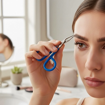 NOELL ART Professional Пинцет-ножницы для бровей голубой, фото 3