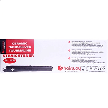 HAIRWAY Щипцы Nano Silver Tourmaline (long plate) 120 мм 170 W, фото 4