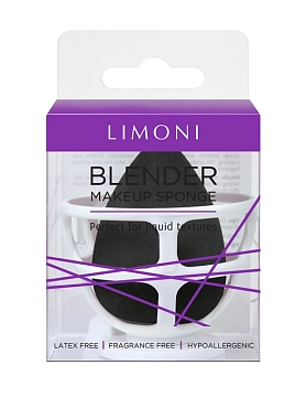 LIMONI Спонж для макияжа в наборе с корзинкой / Blender Makeup Sponge Black