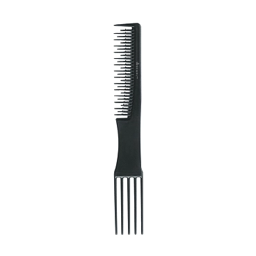DEWAL PROFESSIONAL Расческа рабочая для начеса, комбинированная, пластиковая вилка Эконом (черная) 19 см