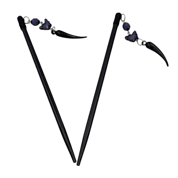 Шпильки деревянные для волос черные 2шт