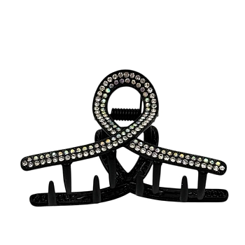 IWOU PROFESSIONAL Краб для волос Элегантная петля черный со стразами 6*4см 1шт, фото 2