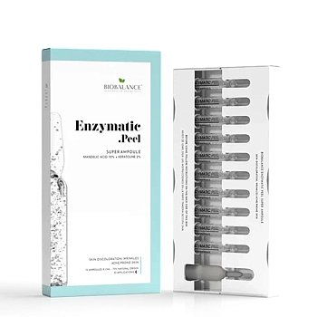 BIOBALANCE Ампулы для лица с миндальной кислотой 10% + кератолином 2% / SUPER AMPOULE ENZYMATIC PEEL 10*2 мл, фото 3
