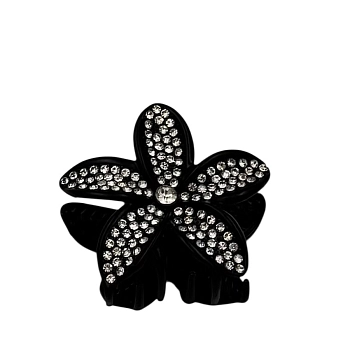IWOU PROFESSIONAL Краб для волос мини Цветок в стразах черный 1шт, фото 2
