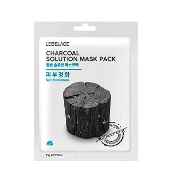 Маска тканевая для лица Древесный уголь / Lebelage Charcoal Solution Mask Pack 25 гр