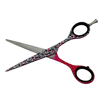 IWOU PROFESSIONAL Ножницы парикмахерские прямые 5,5 розово-черные рисунок/The CREATOR enterprises, фото 3