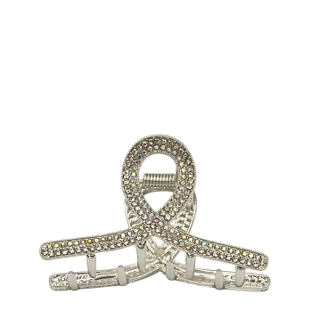 Краб для волос Элегантная петля серебро со стразами 6*4см 1шт