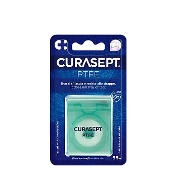 Нить зубная вощеная CHX 0,2%, со вкусом мяты / CURASEPT PTFE 35 м, CURASEPT