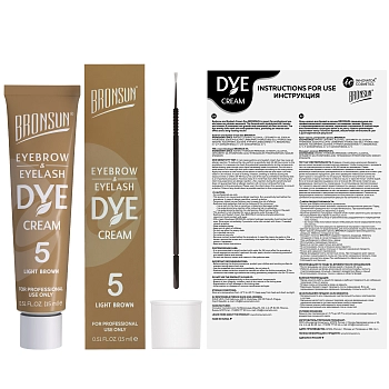 BRONSUN Крем-краска для бровей и ресниц, #5 светло-коричневая 15 мл, фото 5