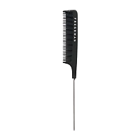 Расческа мелкозубая разноуровневая для волос с металлической спицей / Collection Carbon, FRESHMAN