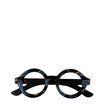 Брошь Очки сине-голубой перламутр