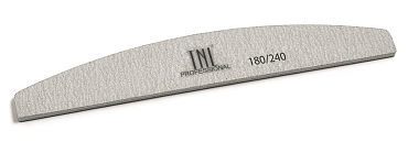 TNL PROFESSIONAL Пилка лодочка для ногтей 180/240, серая (в индивидуальной упаковке)