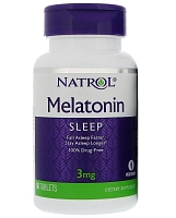 NATROL Добавка биологически активная к пище Мелатонин / Melatonin 3 мг 60 таблеток, фото 1