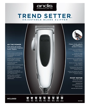 ANDIS Машинка для стрижки волос PM-4 Trendsetter 0.5 - 2.4 мм, сетевая, пивот, 9 насадок, 15 W, фото 4