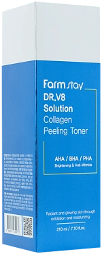 FARMSTAY Тонер обновляющий укрепляющий с коллагеном и AHA/BHA/PHA кислотами / DR.V8 SOLUTION HYALURONIC 210 мл