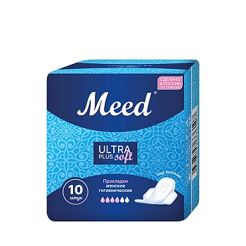 MEED Прокладки женские гигиенические для критических дней ультра плюс, с крылышками СОФТ / Meed 10 шт, фото 2