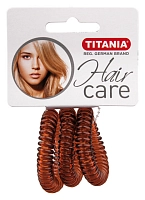 Резинки для волос, коричневые пружина 4 см 3 шт/уп 7918, TITANIA