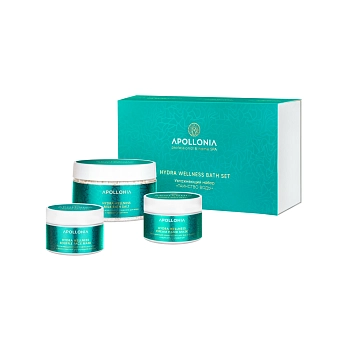 APOLLONIA Набор увлажняющий Таинство воды (соль для ванны 300 гр+ маска-суфле для лица 150 мл  + крем-маска для рук и ногтей 75 мл) / HYDRA WELLNESS BATH SET, фото 1