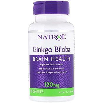 NATROL Добавка биологически активная к пище Натрол гинкго билоба / Ginkgo Biloba 120 мг 60 капсул, фото 1