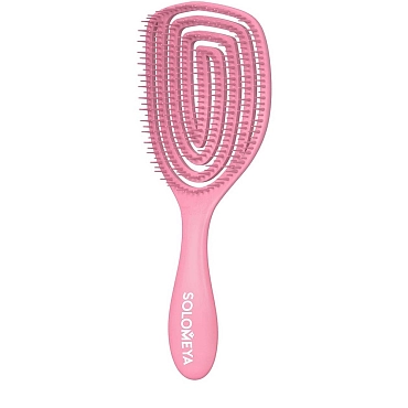 SOLOMEYA Расческа для сухих и влажных волос с ароматом клубники MZ0011 / Wet Detangler Brush Oval Strawberry