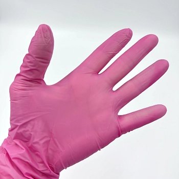 IWOU PROFESSIONAL Перчатки вин-нитр M розовые/ Wally Plastic 100 шт, фото 3