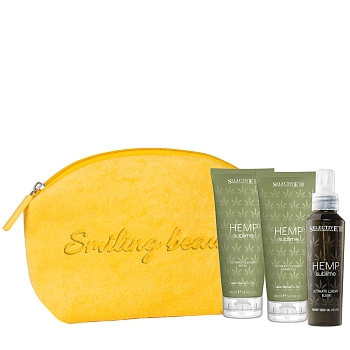 Набор в косметичке (шампунь 100 мл + средство для увлажнения 100 мл + эликсир 100 мл) / HEMP SUBLIME