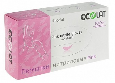 ECOLAT Перчатки нитриловые, розовые, размер S / Pink EcoLat 100 шт