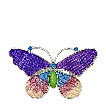 Брошь-магнит Бабочка со стразами радужная