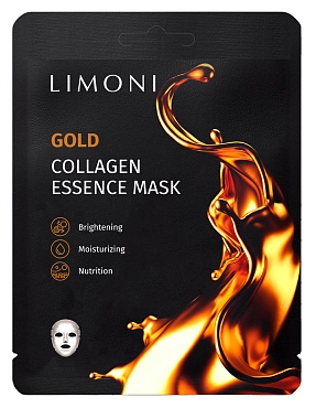 LIMONI Маска тканевая восстанавливающая с коллоидным золотом и коллагеном для лица / Gold Collagen Essence Mask 23 г