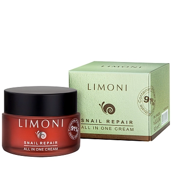 LIMONI Крем восстанавливающий для лица с экстрактом секреции улитки / Snail Repair All In One Cream 50 мл, фото 2